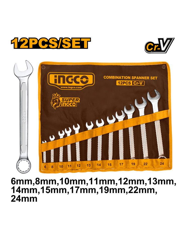 INGCO COMBINATION SAPANNER SET SIZE 6-24 MM